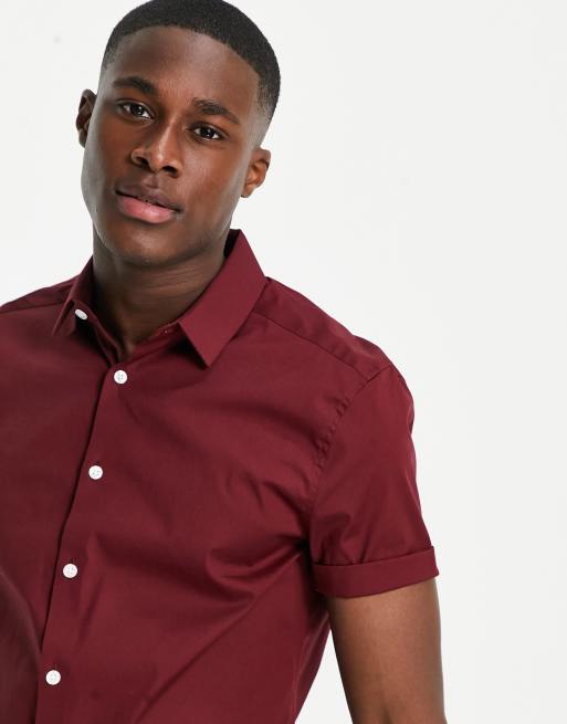 ASOS DESIGN — Vinrød skjorte med smal pasform, 3 af 4