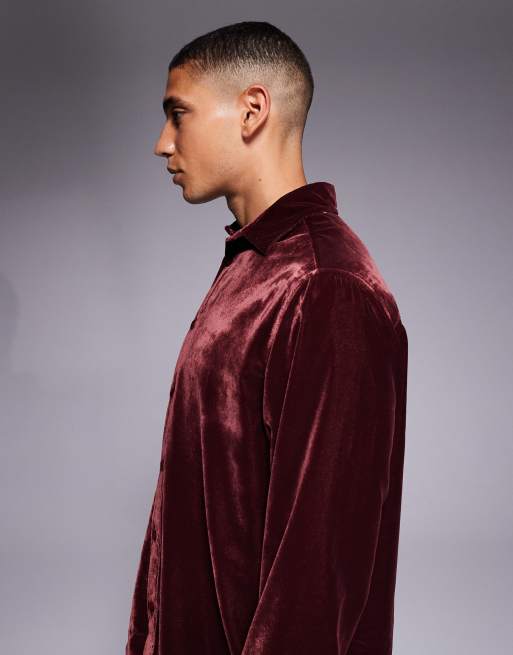 ASOS DESIGN – Vinröd, avslappnad skjorta i sammet, 5 av 5