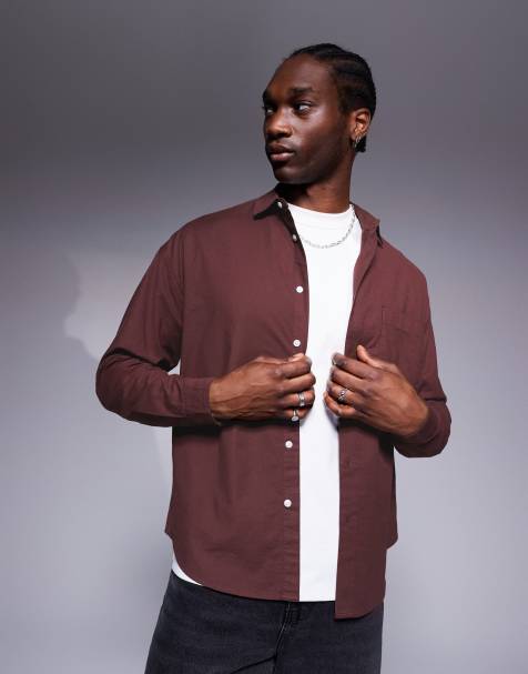ASOS DESIGN – Vinröd, boxig oxfordskjorta i oversize - view 1