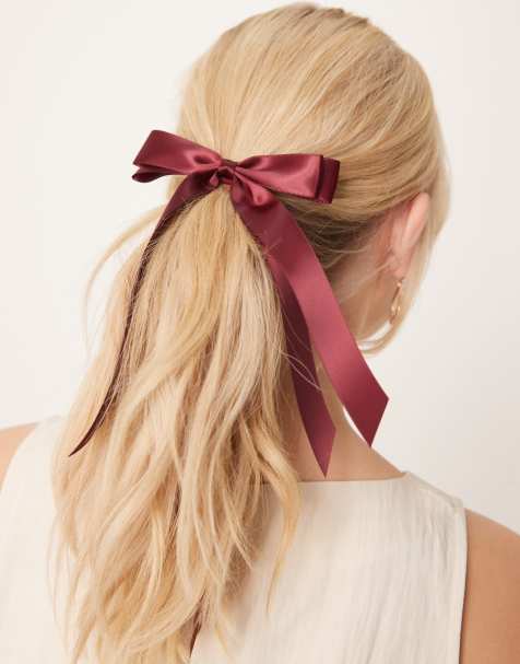 ASOS DESIGN – Vinröd hårsnodd med rosett - view 1