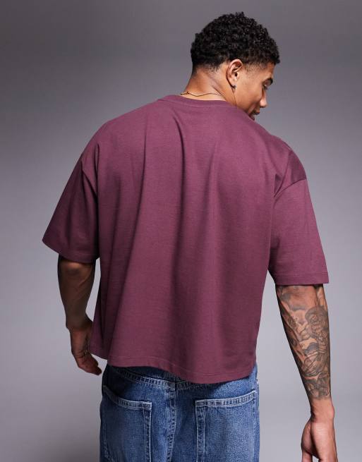 ASOS DESIGN – Vinröd, kort t-shirt i oversize med tryck, 3 av 4