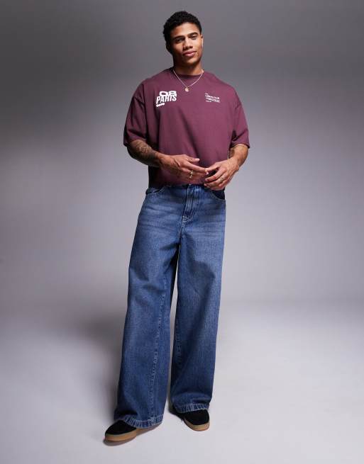 ASOS DESIGN – Vinröd, kort t-shirt i oversize med tryck, 4 av 4