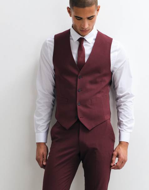 ASOS DESIGN – Vinröd kostymjacka med extra smal passform - view 1