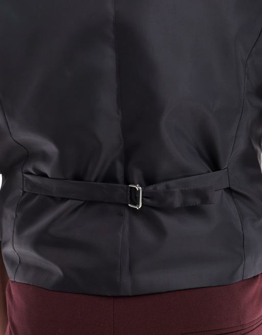 ASOS DESIGN – Vinröd kostymväst med smal passform, 5 av 5