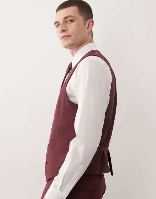 ASOS DESIGN – Vinröd kostymväst med smal passform, 4 av 5