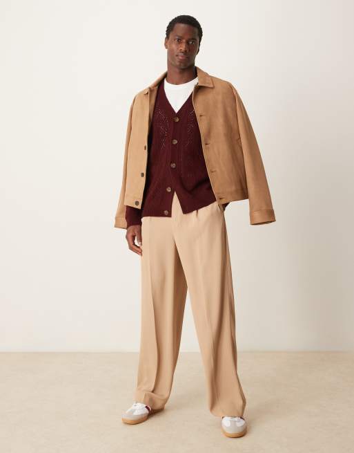 ASOS DESIGN – Vinröd, mönstrad och stickad kofta med avslappnad passform, 2 av 4