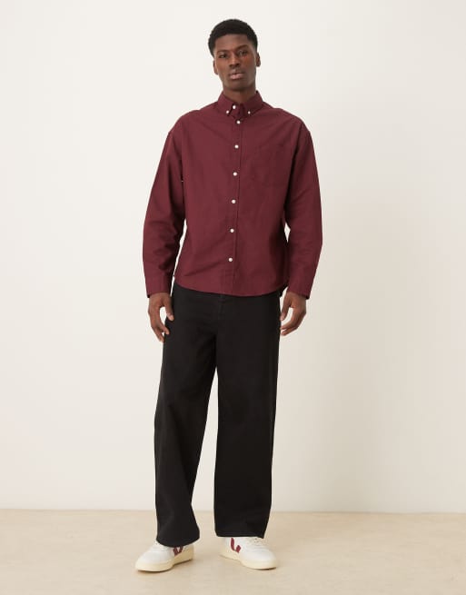 ASOS DESIGN – Vinröd oxfordskjorta med boxig passform i oversize och 90-tals stil, 2 av 5