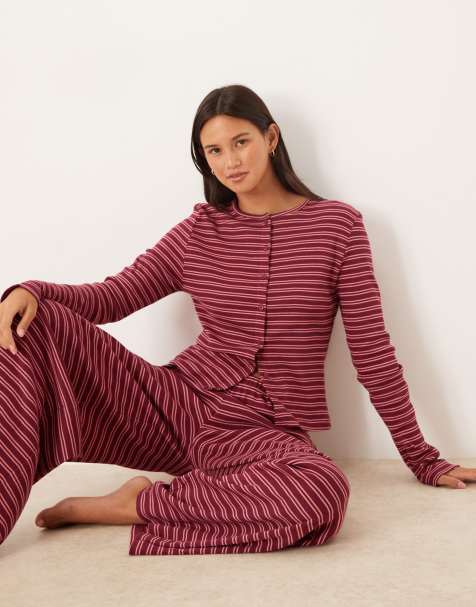 ASOS DESIGN – Vinröd, randig kofta - view 1