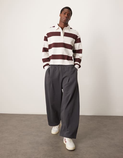 ASOS DESIGN – Vinröd, randig rugbytröja i oversize med kort design, 2 av 4
