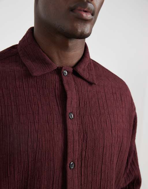 ASOS DESIGN – Vinröd skjorta i oversized fit med quiltad design, 5 av 5