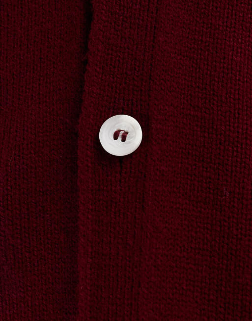 ASOS DESIGN – Vinröd stickad kofta i extra oversize med boxig passform, 2 av 5
