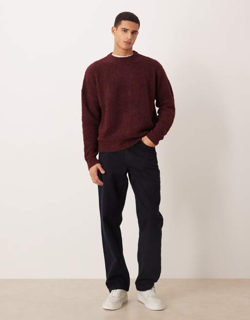 ASOS DESIGN – Vinröd, stickad tröja i extra oversize och bouclé, 2 av 5