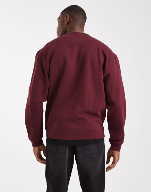 ASOS DESIGN – Vinröd sweatshirt med texttryck, 3 av 5