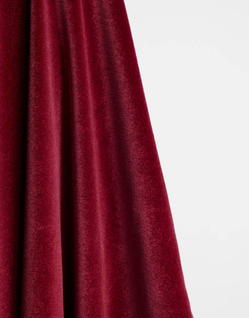 ASOS DESIGN – Vinröd t-shirt i velour, 3 av 4