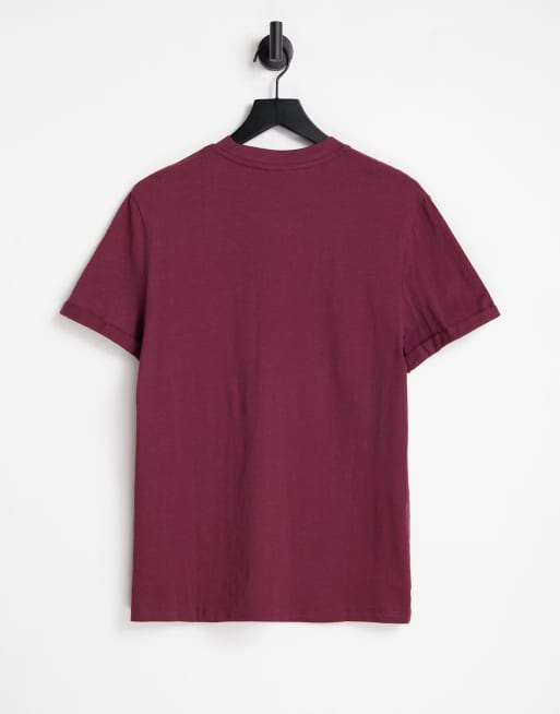 ASOS DESIGN – Vinröd t-shirt med rund halsringning och uppvikt ärm, 2 av 4