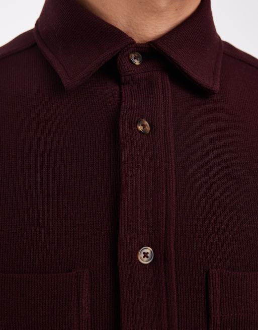 ASOS DESIGN – Vinröd, texturerad skjorta i regular fit, 5 av 5