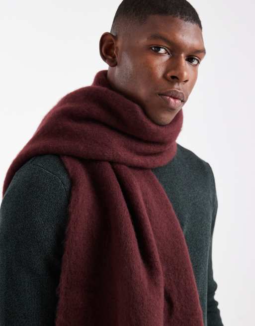ASOS DESIGN – Vinröd, vävd, borstad halsduk , 3 av 3