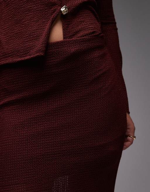 ASOS DESIGN – Vinröd, virkad maxikjol med fishtail, del av set, 5 av 5