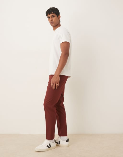 ASOS DESIGN – Vinröda avsmalnade kostymbyxor, 3 av 5