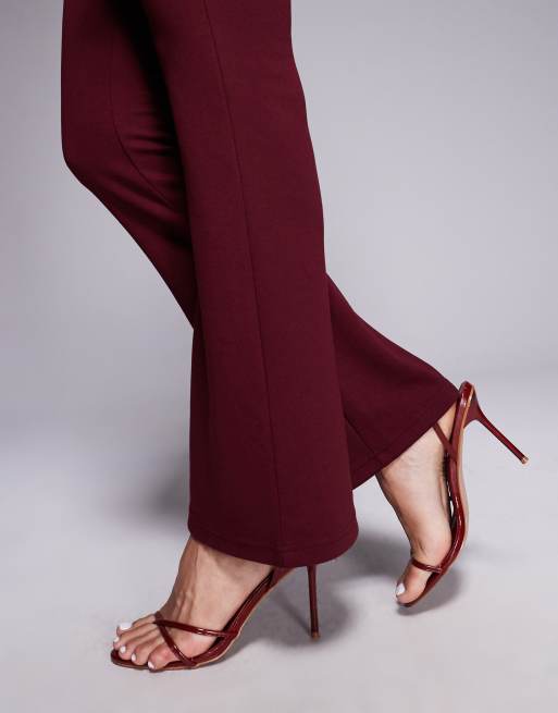 ASOS DESIGN – Vinröda byxor i jerseytwill med smal och utsvängd design, del av set, 3 av 5