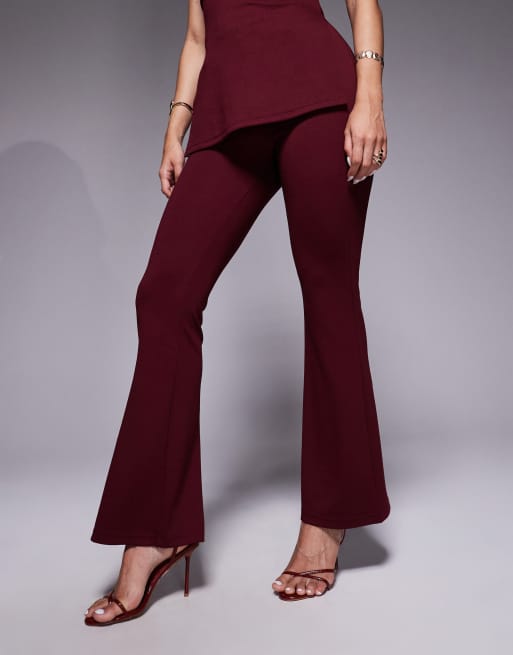 ASOS DESIGN – Vinröda byxor i jerseytwill med smal och utsvängd design, del av set, 4 av 5