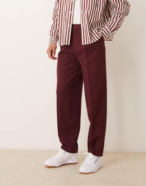 ASOS DESIGN – Vinröda finbyxor i oversize med avsmalnande passform - view 1