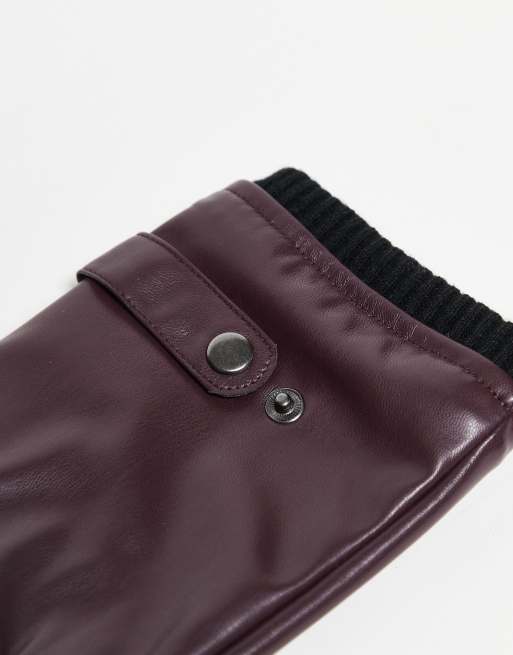 ASOS DESIGN – Vinröda finhandskar i läderimitation, 3 av 3