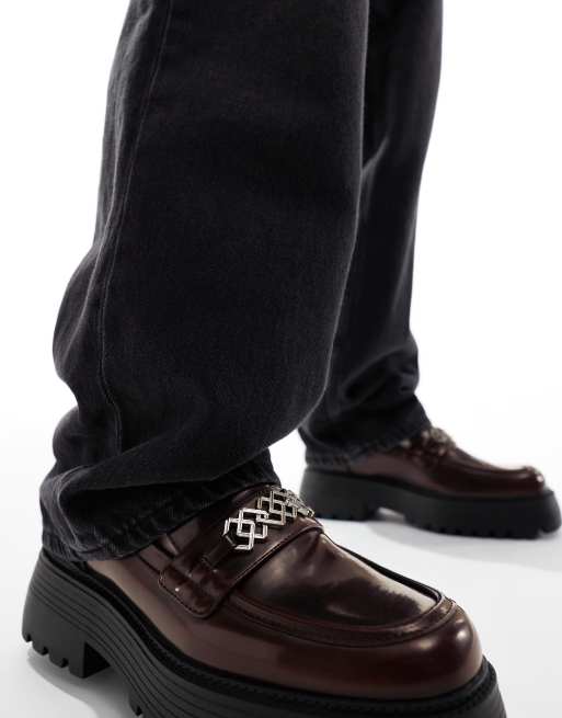 ASOS DESIGN – Vinröda grova loafers, 3 av 4