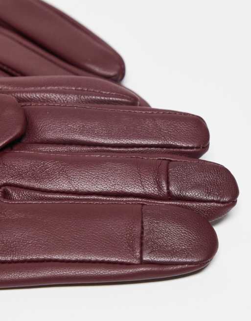 ASOS DESIGN – Vinröda handskar i läder med pekskärmsfunktion, 2 av 3