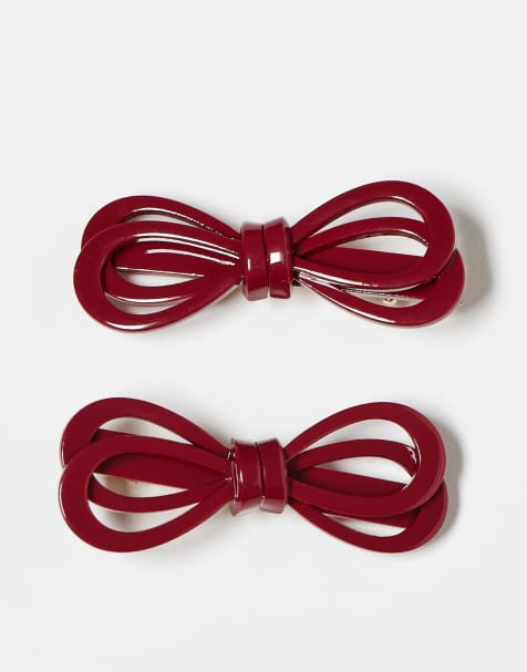 ASOS DESIGN – Vinröda hårspännen med rosetter, 2-pack - view 1