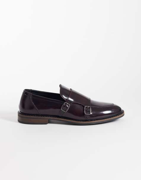 ASOS DESIGN – Vinröda munkskor i polido-läder - view 1