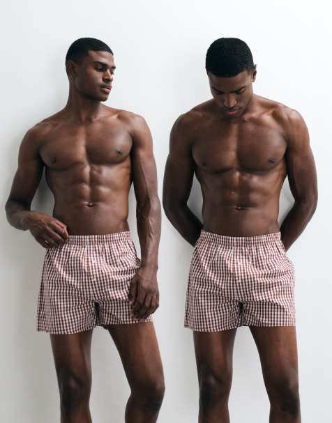 ASOS DESIGN – Vinröda, rutiga, vävda boxershorts, 2-pack - view 1