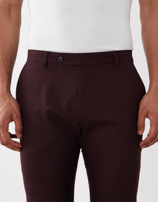 ASOS DESIGN Vinröda skinny kostymbyxor, 4 av 5