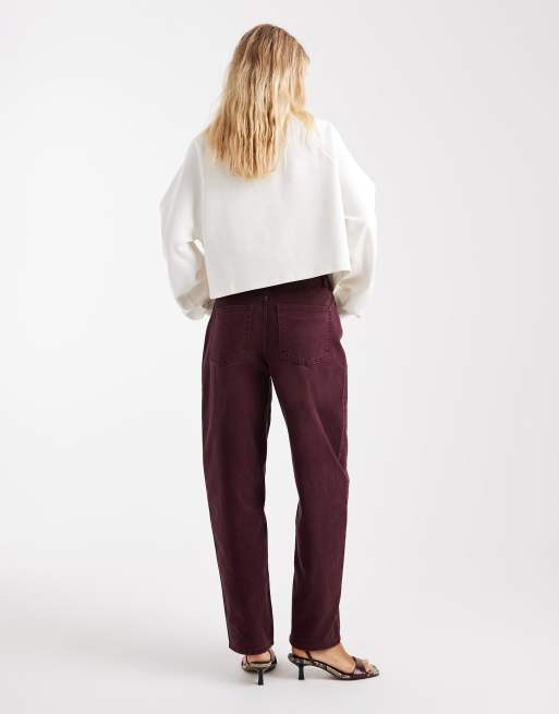 ASOS DESIGN – Vinröda, smala jeans med barrelben, 2 av 5