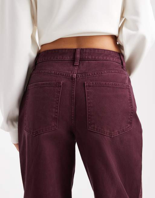 ASOS DESIGN – Vinröda, smala jeans med barrelben, 4 av 5