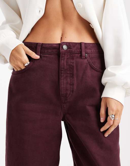 ASOS DESIGN – Vinröda, smala jeans med barrelben, 5 av 5