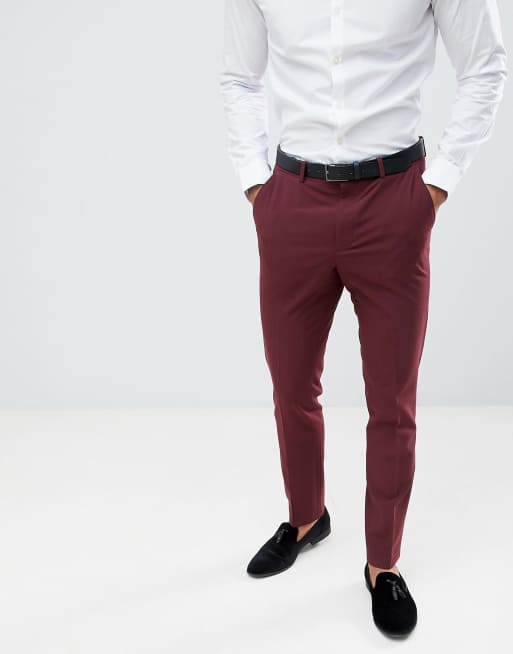 ASOS DESIGN – Vinröd smokingkavaj med extra smal passform, 3 av 3