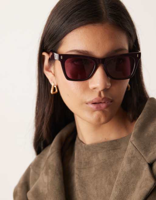 ASOS DESIGN – Vinröda solglasögon i cateye-modell, 3 av 3