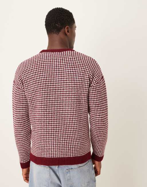 ASOS DESIGN – Vinrödrandig, stickad tröja i relaxed fit med rund halsringning, 3 av 5