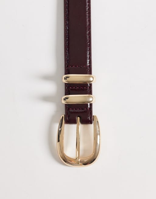 ASOS DESIGN – Vinrött, lackat höft- och midjeskärp med flera hällor, 3 av 3