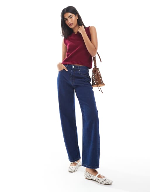 ASOS DESIGN – Vinrött, stickat linne med hög v-ringning, 2 av 4