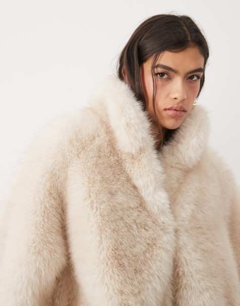 ASOS DESIGN vintage 80s faux fur jacket in buttermilk - view 1