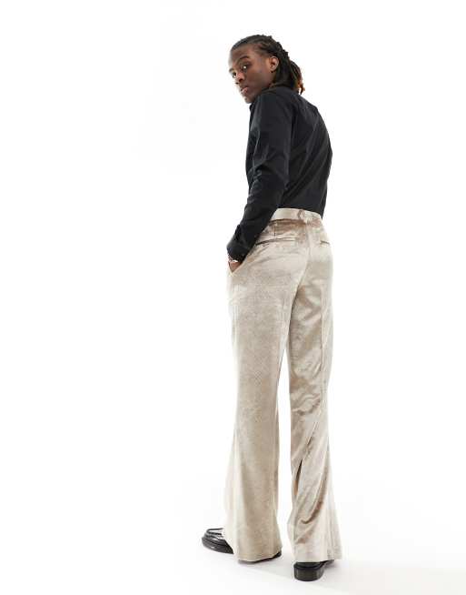 Embossed Wide Leg Track Pants - Navy Blue, Women's Trousers & Yoga Pants