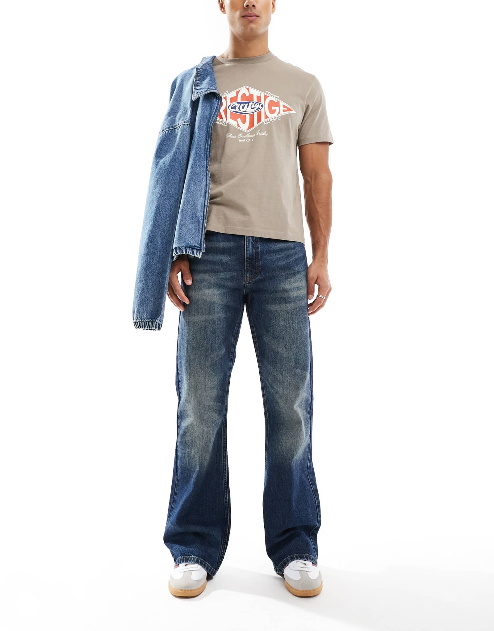 Винтажные джинсы-клеш ASOS DESIGN темно-синего цвета