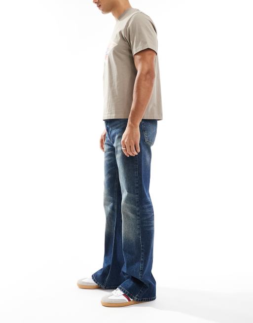 ASOS DESIGN vintage flare jean in dark wash blue, 3 of 5