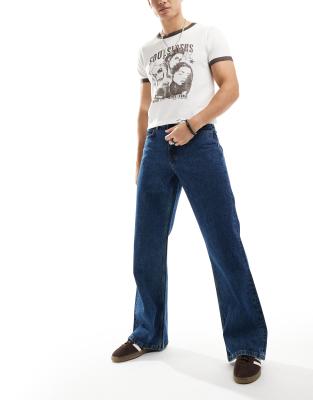 DARK FOG★Vintage distressed dark blue jeans DF53 Purple Brand Dark Dirty Indigo Vintage Abrasions Jeans