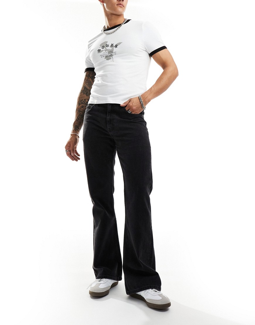 Asos Design Vintage Flared Jeans In Black