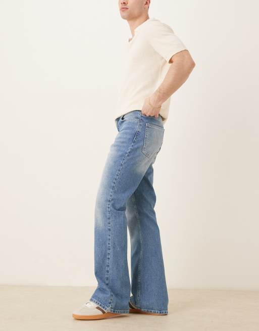 ASOS DESIGN vintage flared jeans in light wash blue