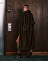 ASOS DESIGN vintage longline faux fur coat in brown