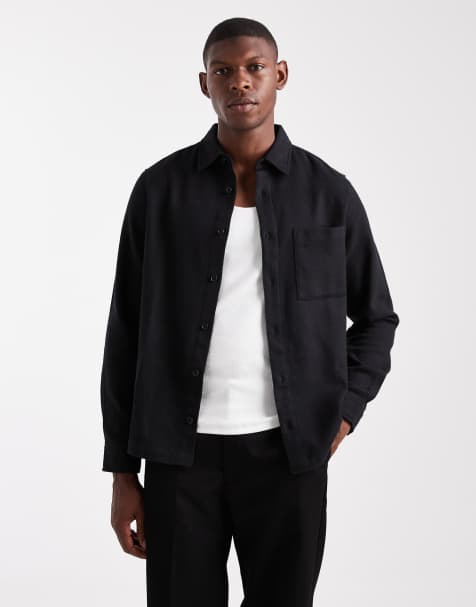 ASOS DESIGN vintage look flannel overshirt in black - view 1